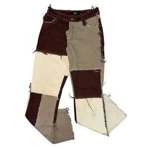 Jaded London distressed brown tan neutral flare jeans women’s size 25